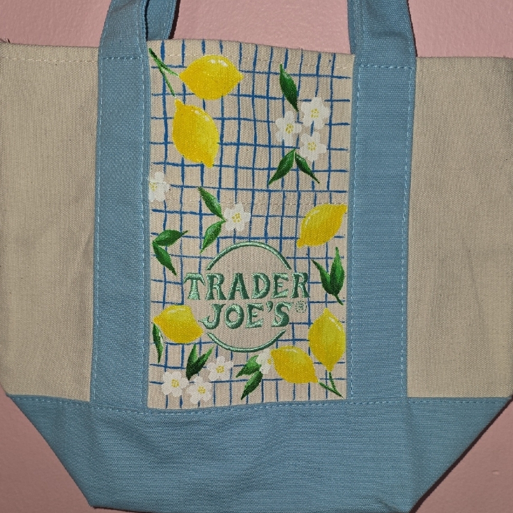 Blue and Cream Canvas Tote Bag